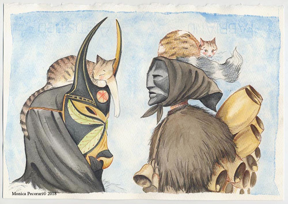 Illustration from the artistic calendar the “sos gattos maccos in sardigna” 2018
